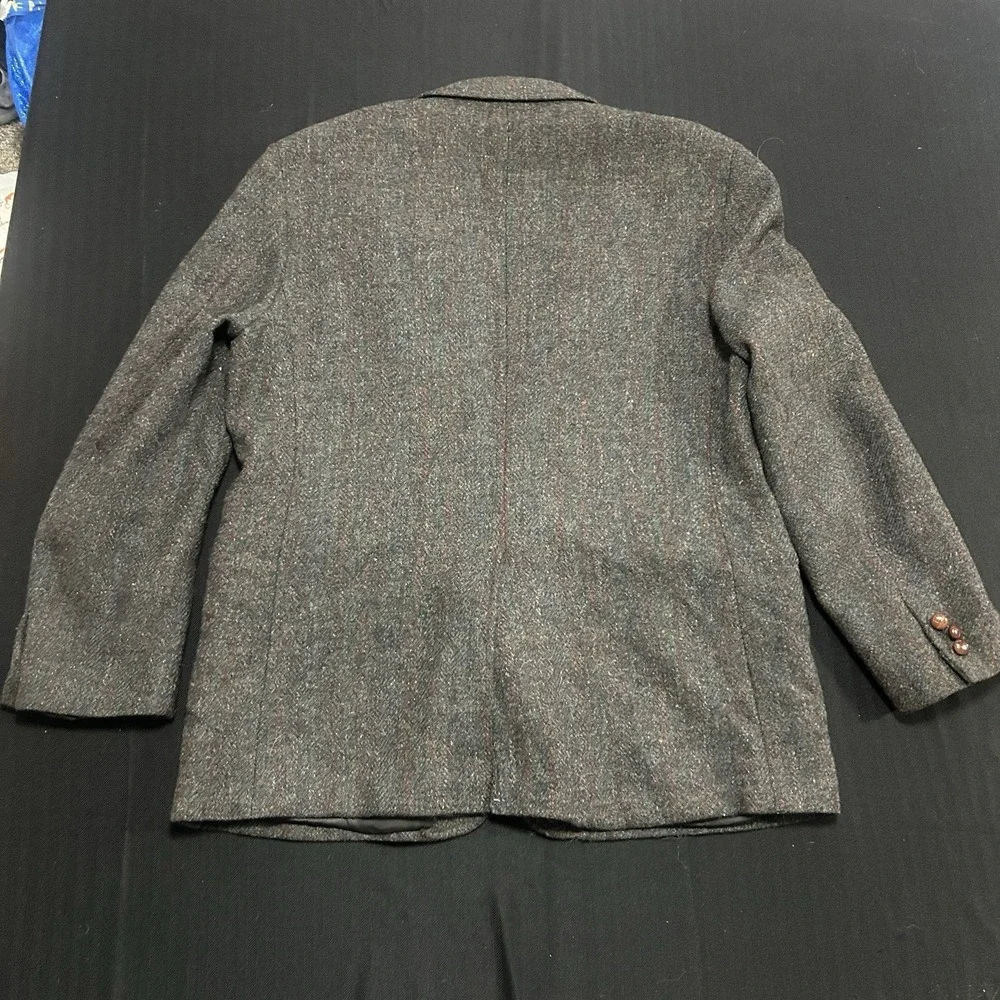 Jack Frost Harris Tweed Sport Coat Blazer 100% Scottish Wool Gray Fleck USA 42R